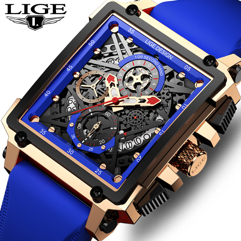 Silicone Band Replacement - Часы наручные LIGE мужские с хронографом,