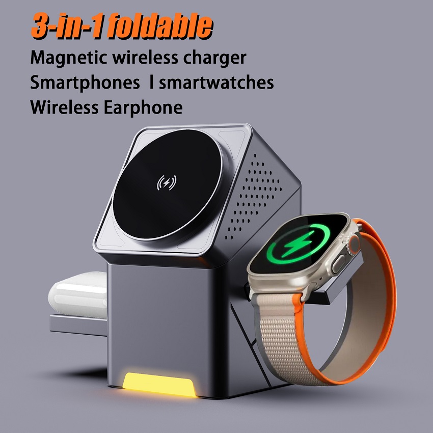 Smartwatch Ac - Магнитная беспроводная зарядная станция 3-в-1, складная,